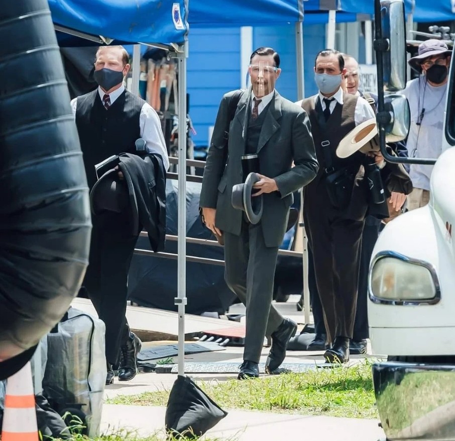 Samuel French arriving on the set of Killers of the Flower Moon